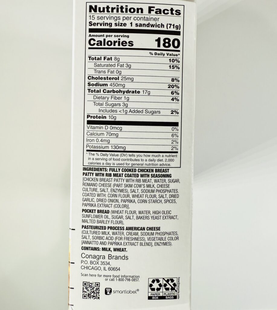 Costco Chicken Melts Nutritions& Ingredients