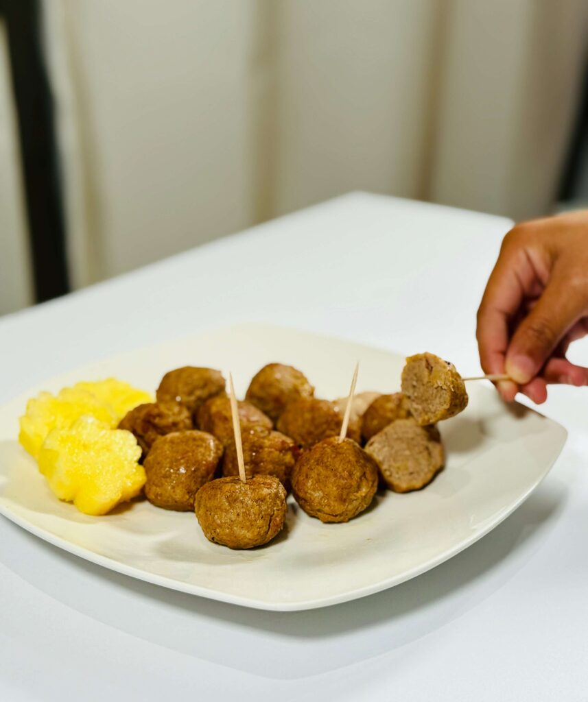 Amylu Teriyaki Pineapple Chicken Meatballs Cooked