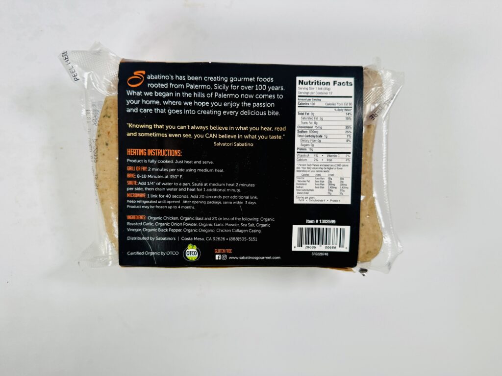 Costco Sabatino's Chicken Sausage