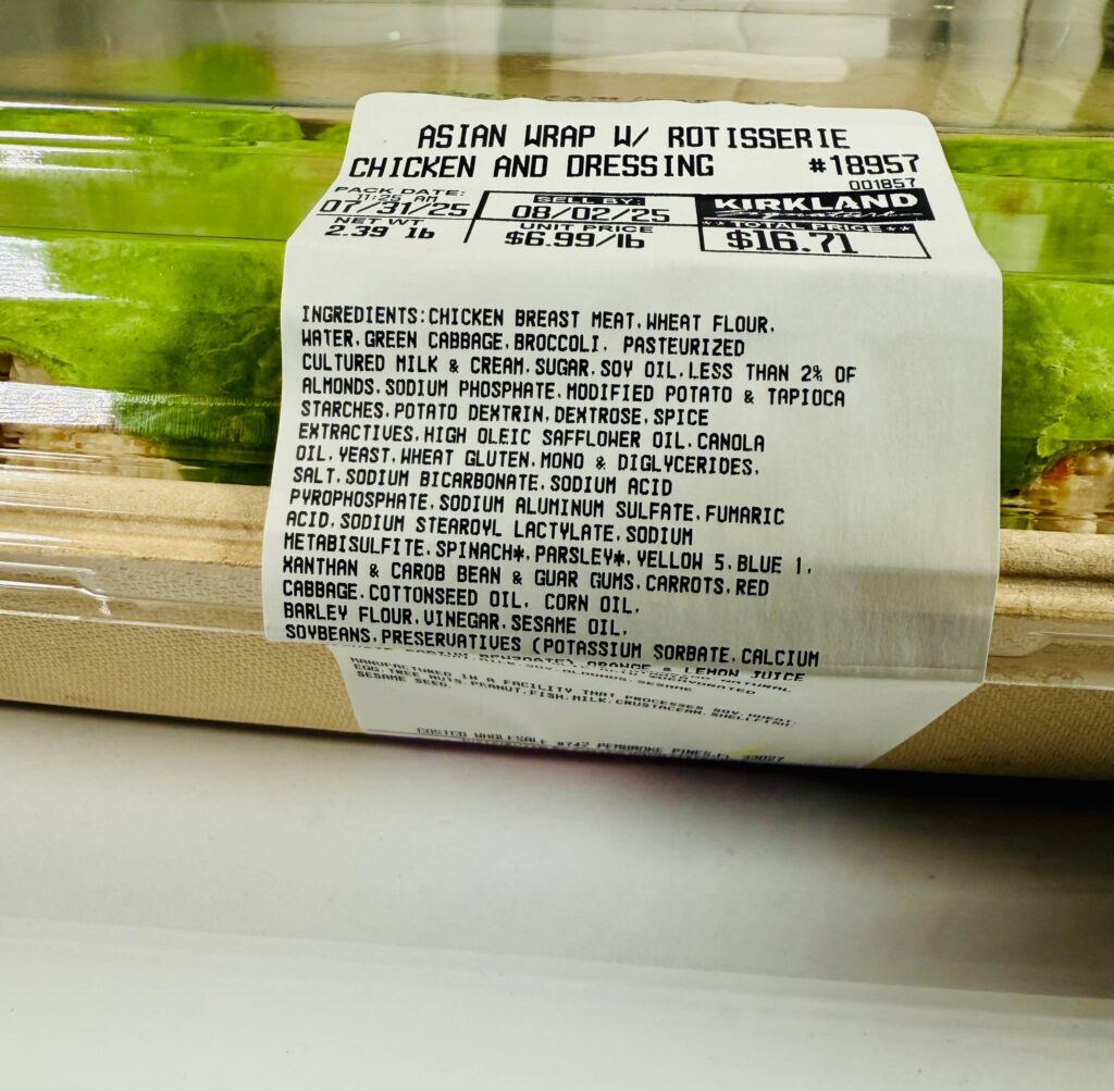 Costco Asian Chicken Wrap Package