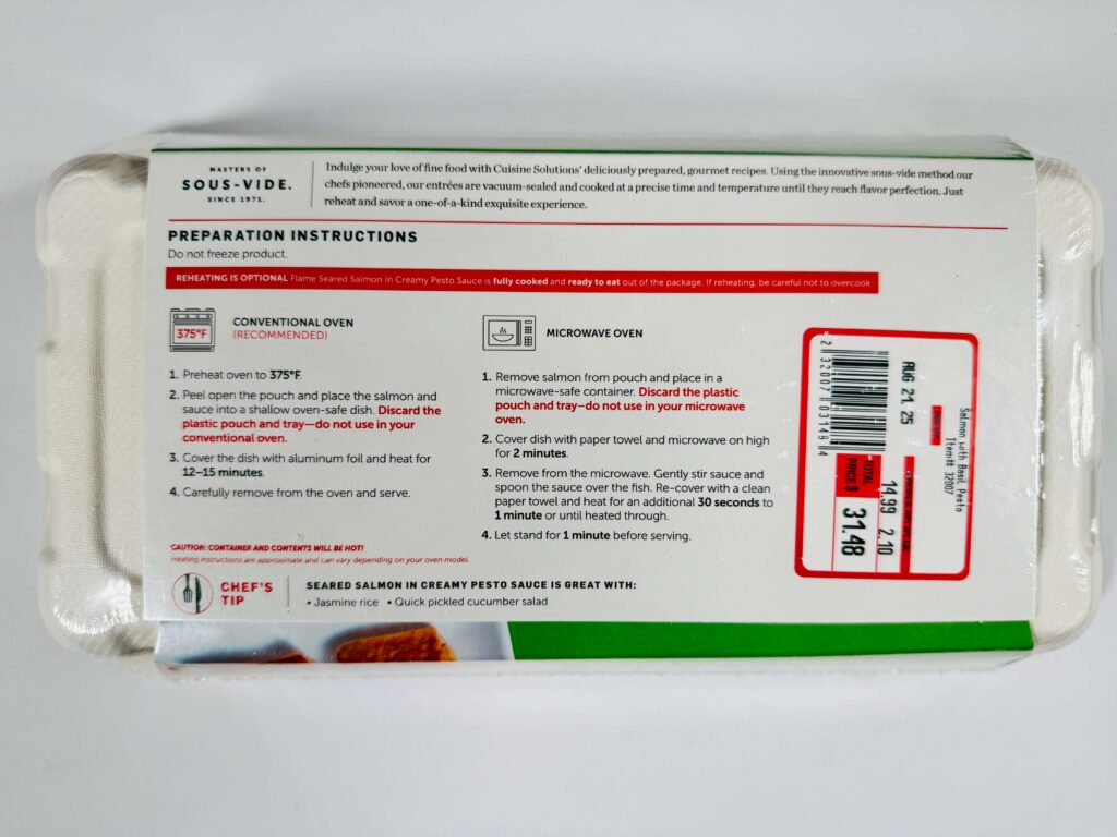 costco sous vide seared salmon Package