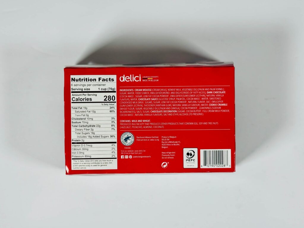 Costco Delici Belgian Chocolate Mousse Package