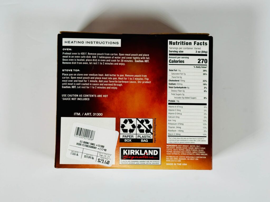 Costco Kirkland Burnt Ends Package