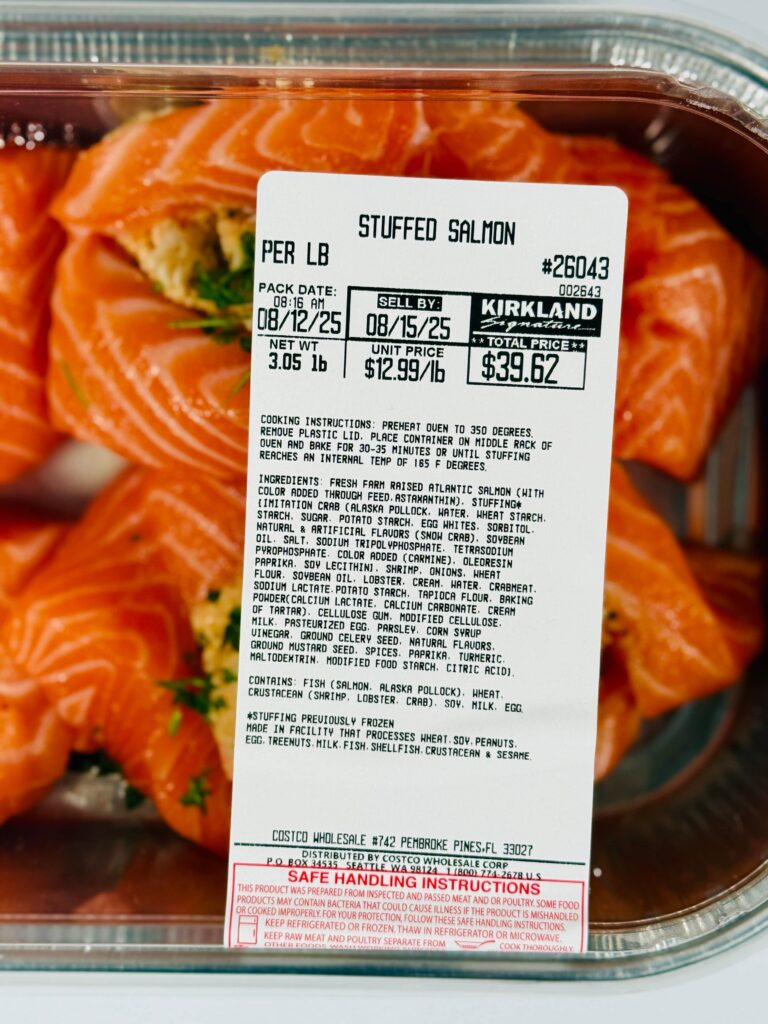 Costco Kirkland Signature Stuffed Salmon