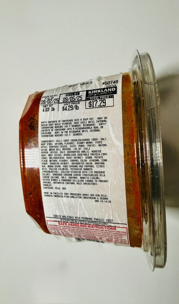 Costco Kirkland Signature Beef Chili